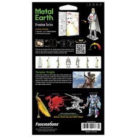 Metal Earth Fascinations Premium Series Templar Knight 3D Metal Model Kit Bundle with Tweezers