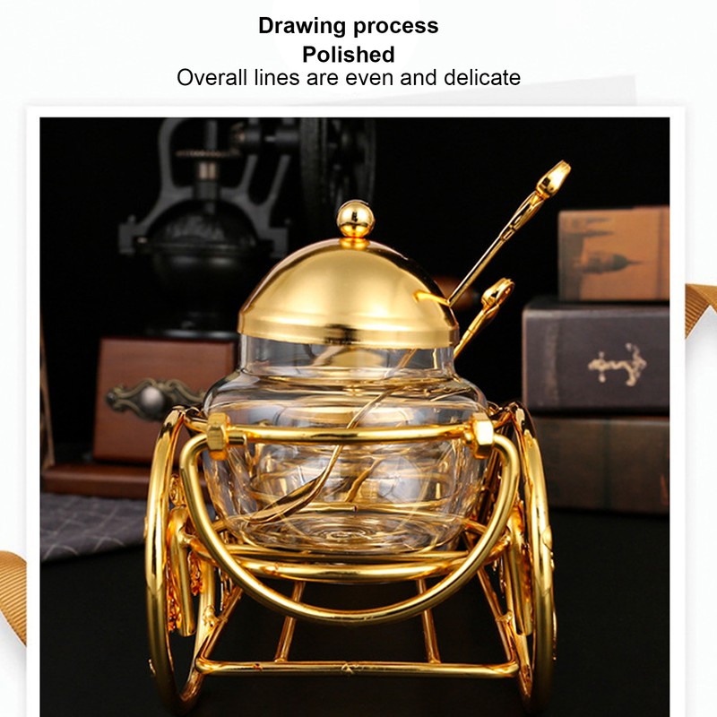 3 Piece Set European Style Gold Sugar Jar with Lid