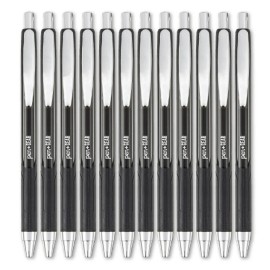 Pen+Gear Retractable Gel Ink Pens, Medium point, 0.7mm, Black Ink, 12 Count