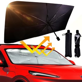 Generic Car Windshield Sun Shade, Foldable Umbrella Sunshade/Cover for Most Cars Reflective Sunshade for Car Front Windshield, Black
