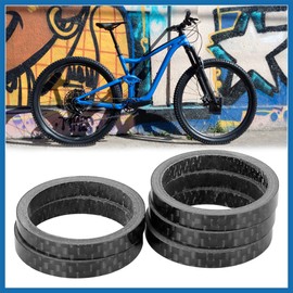 A ABSOPRO 5pcs Headset Spacer Carbon Fiber Handlebar Stem Spacers Fit 1 1/8 Inch Stem for MTB Mountain Road Bikes Cycling Bicycle 5mm Item Replacement