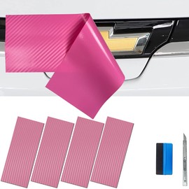 LZLRUN LZLRUN Compatible with Bowtie Logo Wrap Stickers Cut-Your-Own Emblem Overlay DIY Decals for Chevy (11.8 Inch x 4 Inch) (Pink Carbon Fiber)