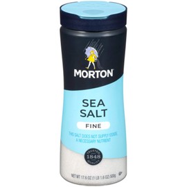 Morton Sea Salt, Fine, (17.6 oz), 12-Pack, All-Natural, Perfect for Baking, Blending & Cooking