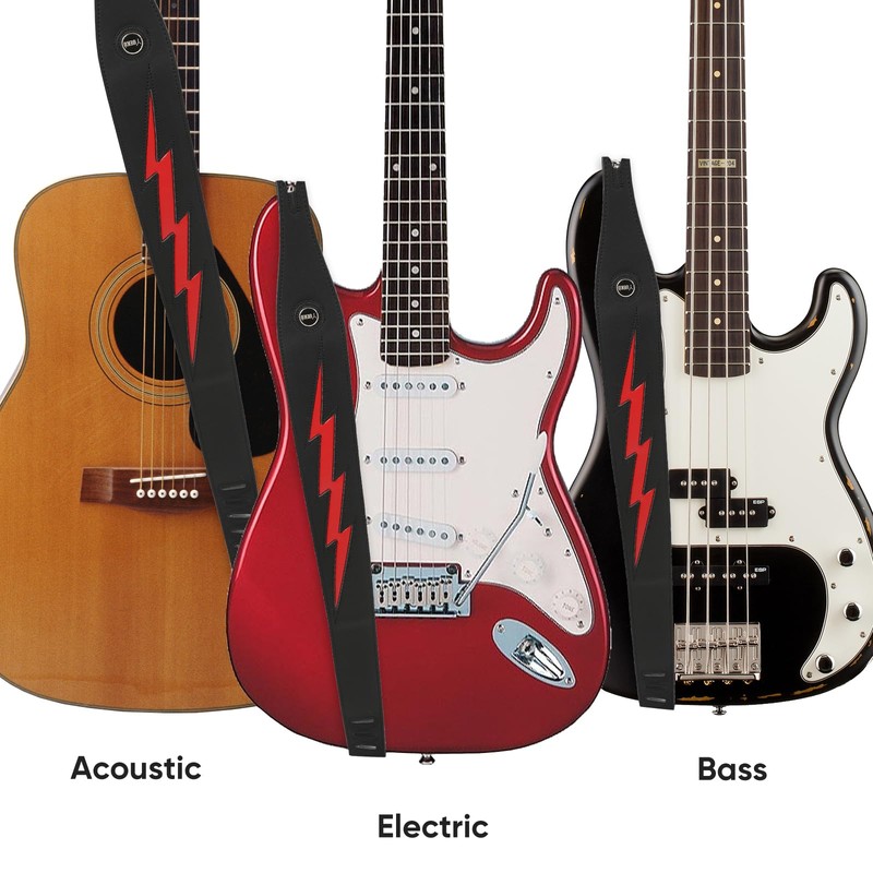 YUEKO Cool Lightning Pattern Flame Guitar Strap for Electric Guitar