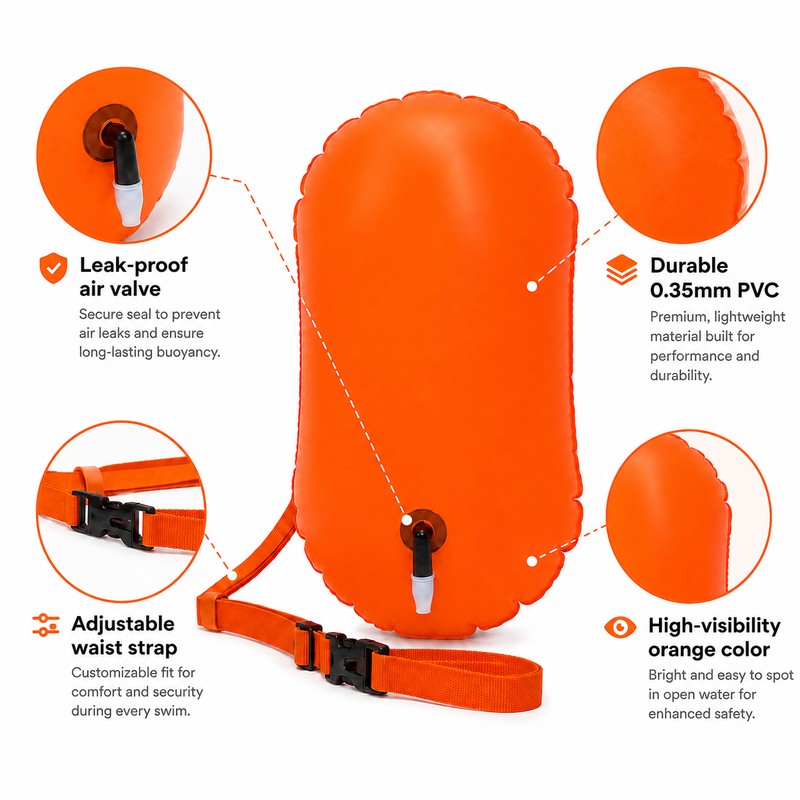Inflatable Swim Buoy for Open Water – Lightweight PVC Tow