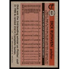 1981 Topps # 691 Dick Ruthven Philadelphia Phillies (Baseball Card) NM/MT Phillies
