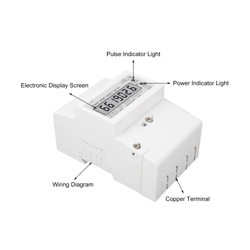 Electricity Meter 1 Phase 2 Wire LCD AC 5A 100A