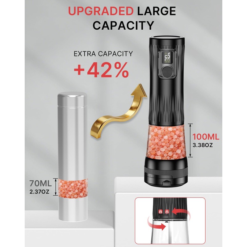 2Packs Electric Salt and Pepper Grinder Set with Digtal Display