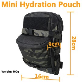 Tactical Hydration Pack 500D Nylon for 2L Outdoor Water Bladder Hydration Pouch Tactical Backpack Water Reservoir Bag for Hiking Riding Running and Climbing for Men & Women (Black)