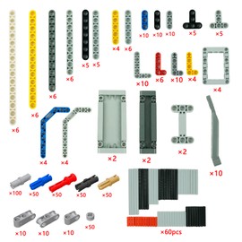 Technic Replacement Parts, 580 Pieces Technical Part Sets e.g. Beam Axles, Pins, Hole Beam, Connector, Stopper Small 1/2, etc., Compatible with Large Brand Liftarm Brick, Toy for Boys, Adults