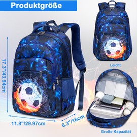 Ledaou School Backpack for Boys, Teenagers, Girls, Children’s School Bags, Waterproof, Lightweight School Bag, Large, for School Gifts, blue