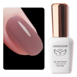 Aieenjor Nude Gel Nail Polish, 0.5 Fl Oz UV LED Soak Off Chocolate Gel Polish, Long Lasting Jelly Translucent Gel Polish for Nail Art DIY Manicure and Pedicure, 07