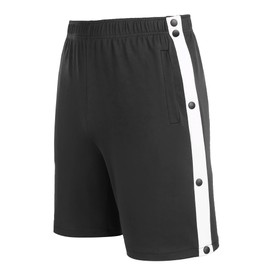 Wataxii Post Surgery Tear Away Shorts for Men Hip Replacement Recovery Snap Breakaway Shorts Comfy Adaptive Clothing Black