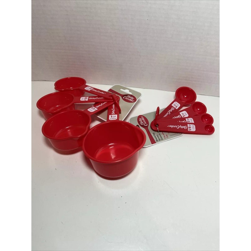 Betty Crocker 8pcs combination set of measuring cups And spoons-Red-New