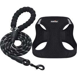 matilor Dog Harness Step-in Breathable Puppy Cat Dog Vest Harnesses for Small Medium Dogs Black