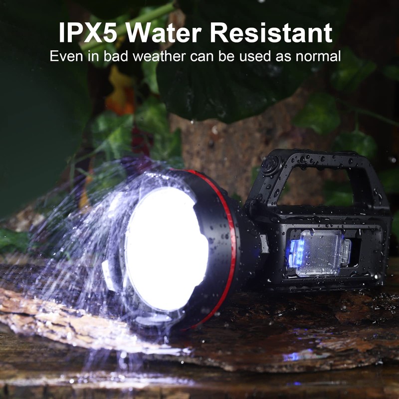 Rechargeable Spotlight Flashlight, High Lumens Handheld Spotlight,LED Searchlight with Shoulder