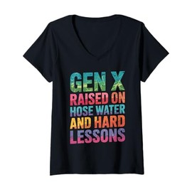 Womens Raised on Hose Water and Hard Lessons. Funny V-Neck T-Shirt