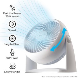 Honeywell HT-904 TurboForce Tabletop Air Circulator Fan, Small, White – Quiet Personal Fan for Home or Office, 3 Speeds and 90 Degree Pivoting Head