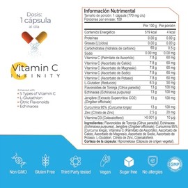 ETERNAL NUTRITION Infinity: Vitamina C con L-Glutatión y Zinc (100 Caps)