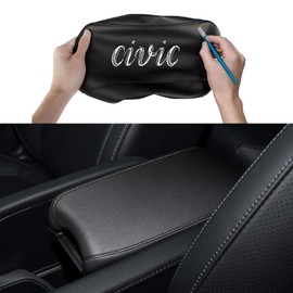 TTX LIGHTING Car Armrest Cover for 2016 2017 2018 2019 2020 2021 Honda Civic, Automotive Center Console Cover, Waterproof Faux Leather Car Armrest Cover Seat Box Protector(Black)