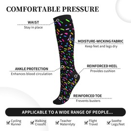 Yealedee Candy Compression Socks Calf Knee High Support Socks Novelty For Women Men Athletic Running Hiking Nurse
