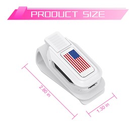 HZEL Sunglasses Holders for Car Sun Visor, Magnetic American Flag Auto Glasses Ticket Card Hanger Clip, Patriotic Vehicle Interior Eyeglass Mount Accessories, Universal for SUV Truck (White/Silver)