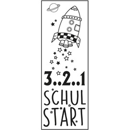 RAYHER 29183000 Stempel 3 2 1 Schulstart, 4 x 10 cm