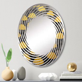 DesignQ Sky wall mirror, Oval 0 mirror, Round Yellow bathroom mirror, Sky vanity mirror Mellow Umbrella Skyscape I printed mirror decor, oval mirror 20x30