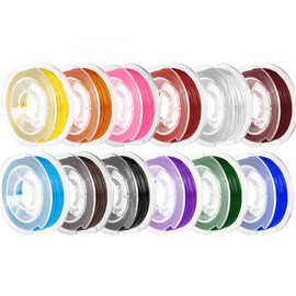 12 Roll 0.7mm Flat Elastic Bracelet String Cord, NEDLON 12 Color High Stretch Beading Elastic String for Bracelets Necklace Jewelry Making, Stretchy Thread Cord for Clay Beads, Crystal & Pony Beads