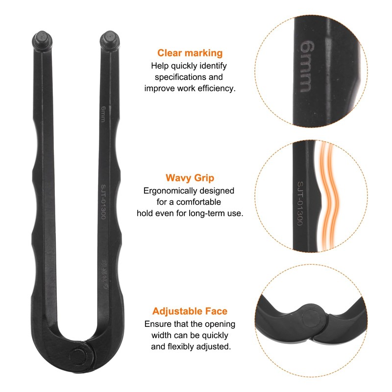 sourcing map Adjustable Face Spanner 6mm Dia 4-150mm Opening Range