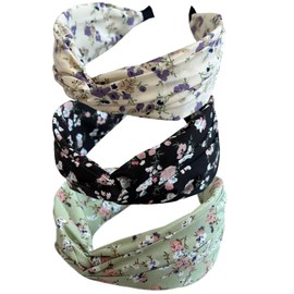 Wide Flowers Women Headbands Top Knot Hair Bands Elastic Head Wrap Cute Outdoor Hair Accessories For Women And Girls (LILY)