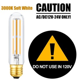 Leools 12V-24V LED Light Bulb 12V AC/DC Low Voltage Edison Bulb (Not for 120V), Soft White 3000k Light Color, 6W Equivalent 60W Lamp, E26 Base, 24V 36V 48V, 6 Pack