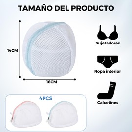 Bolsa de Lavado de Brasier, 4 Protector de Lavado para Ropa Interior de Mall, con Cremallera, sin Alambre, Bolsa de Lavado de Brasier con Correa para Colgar