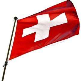 Switzerland flag, Euro 2024 flags, Swiss flag, fan item, durable polyester and metal eyelets, 90 x 150 cm, 3 x 5 ft, Swiss flag of Cey (Switzerland)