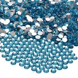NCB 2880pcs Glue Fix Flatback Crystals Rhinestones Round Glass Diamonds Charms Gems Stones Beads 3D for Nails Art Craft Jewels Accessories Phone Shoes (Aquamarine SS16 4mm 2880pcs)
