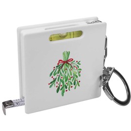 Azeeda 'Mistletoe With Red Ribbon Christmas ' Keyring Tape Measure/Spirit Level Tool (KM00042990)