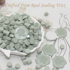 50pcs Hydrangea Wax Seal Stickers, Andotopee Floral Botanical Envelope Seal Stickers, Self-Adhesive Sage Green Stickers Pre-Made from Real Sealing Wax, Great for Wedding Invitation, Gift Wrapping