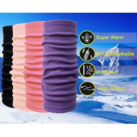 Yuhan Pretty 4 Pack Neck Warmer for Men Women Fleece Windproof Ski Neck Gaiter Snoods Face Tube Scarf Headwear(4pcs Black+Purple+Rose+Pink)