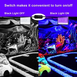 UV Black Light Spotlight 150 W, LED Black Light Lamp IP66 Waterproof UV Floodlight with Plug, UV Floodlight for Glow Party, Blacklight Party, Bar, Disco
