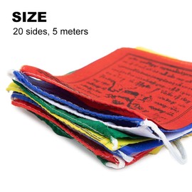Prayer Flag, Tibetan Flags, Tibetan Buddhist Prayer Flag, Tibetan Buddhist Prayer Flags, for Buddhist Altars, Meditation Rooms, Outdoor Decoration, 20 Pages, 5 Metres