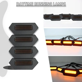 4pc Smoked Housing Amber LED Front Grille Lights DRL Feature Kit for Toyota Tacoma 2024 2025 Trailhunter TRD Pro Cab Pickup Accessories (Smoked)