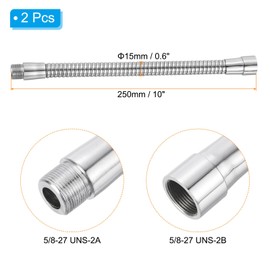 PATIKIL 10" Microphone Gooseneck, 2Pcs 5/8"-27 Thread Metal Universal Hose Flexible Arm Gooseneck Tube Extension for Multifunction DIY, Silver Tone