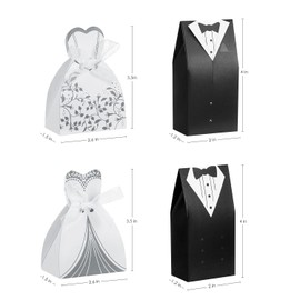 SHIDOW 100 Pcs Wedding Candy Box, Wedding Favor Boxes, Tuxedo Favor Box Candy Chocolate Gift Box Creative Vintage Wedding Treat Bags with Ribbon for Bridal Shower Guests Decoration Party Supplies