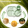 Hlukana 24 Pcs Wheat Straw Dinnerware Cutlery Set, Unbreakable Tableware