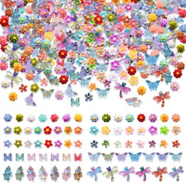 PYSEOSISE Mini Fiori Decorativi, 200 Pezzi Mini Fiori in Resina, Charms Floreali Flatback per Unghie Piccolo Fiorellini Decorativi per Adulti DIY Artigianato Custodie Scrapbook