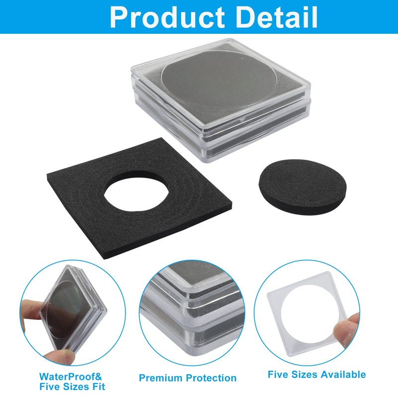 Waziaqoc 20 Pack Coin Snap Holders, 5 Sizes (20/25/30/35/40mm)