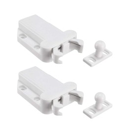 sourcing map Push Open Latch Lock Touch Catch for Bedroom Cabinet Cupboard Drawer White 2Pcs