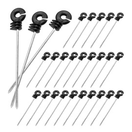 25PCS Straight Electric Fencing Insulators Ring Insulator Long Arm Multi Purpose Insulator for Wooden Post for Polytape Polywire Tape Rope Electric Wire