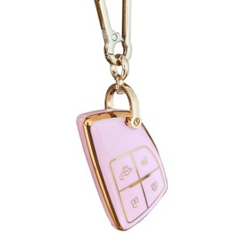 QIXIUBIA Pink for GMC Key Fob Cover with Keychain Fits for 2022-2024 Chevy Silverado 1500 GMC Sierra 1500/Silverado Sierra 2500HD 3500HD (4-Button-A)