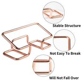 Desktop Business Card Holder, Metal Business Card Holder Display, Business Card Stands for Desk, 2 Pack, Rose Gold